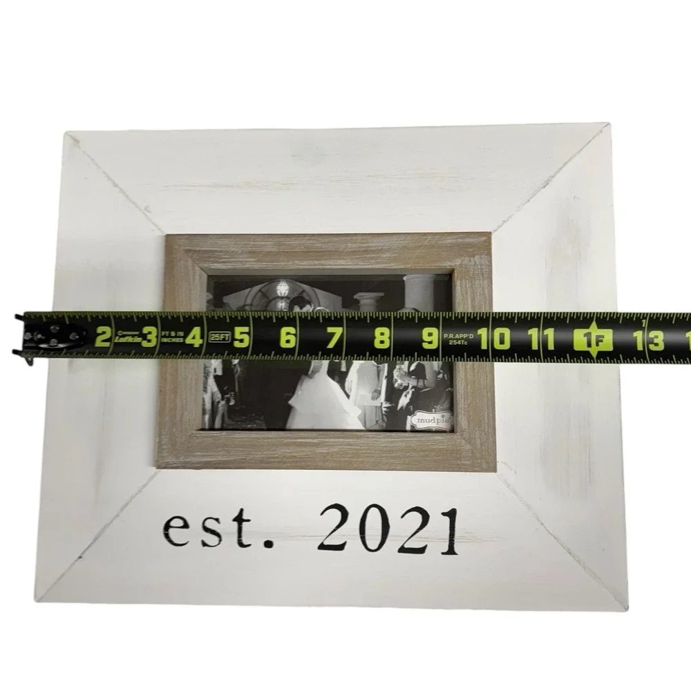 Mud Pie Wedding Collection EST 2021 Wood Photo Frame Holds 4